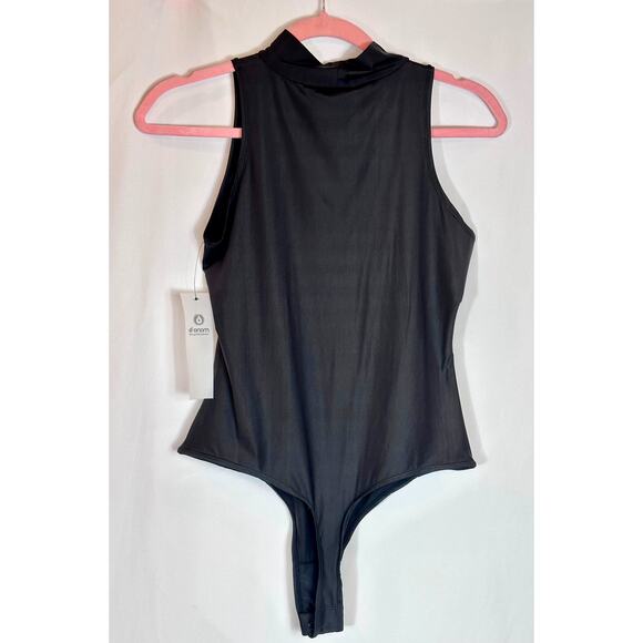Mono b High Cowl Neck Sleeveless Bodysuit Black L - Picture 4 of 11